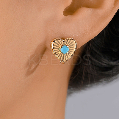 Vintage European Court Heart-shaped Zircon Stud Earrings Party Banquet Accessories. ND2762-3-1