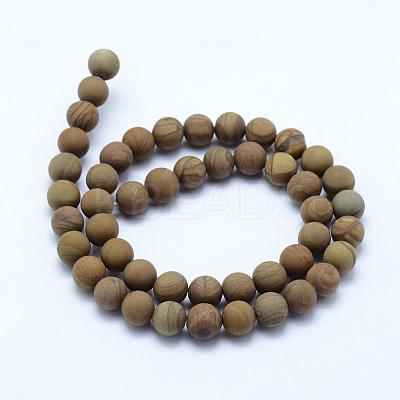 Natural Wood Lace Stone Wooden Jasper Beads Strands G-F518-21-10mm-1