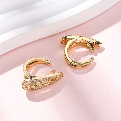 Teardrop Brass Micro Pave Clear Cubic Zirconia Cuff Earrings EJEW-F384-21G-1