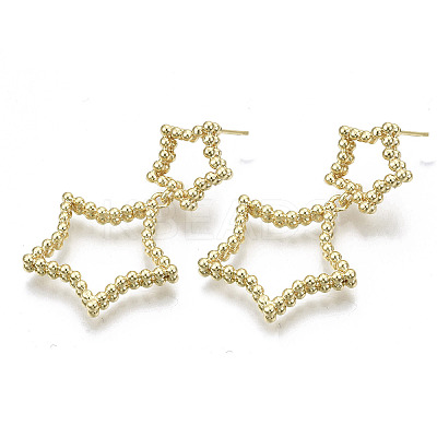 Brass Dangle Stud Earring KK-N232-104G-NF-1