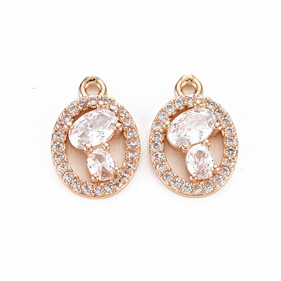 Rack Plating Brass Micro Pave Clear Cubic Zirconia Pendants KK-T060-31-RS-1