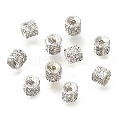 925 Sterling Silver Micro Pave Clear Cubic Zirconia Spacer Beads STER-U006-14P-1