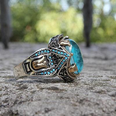 Oval Alloy with Glass Finger Rings FS-WG0E890-01-1