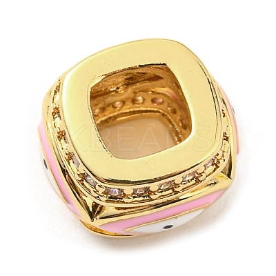 Rack Plating Brass Micro Pave Cubic Zirconia Evil Eye European Beads with Enamel KK-M247-34G-04-1