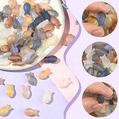 90Pcs 9 Colors Frosted Glass Beads Strands GLAA-SC0002-86-1