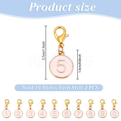 20Pcs 10 Styles Alloy Enamel Pendant Locking Stitch Markers HJEW-PH02083-1