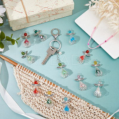 21Pcs 7 Colors Electroplate Glass Bead Pendants PALLOY-FH00162-1