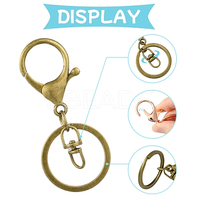 8Pcs 4 Colors Iron Alloy Lobster Claw Clasp Keychain KEYC-FS0001-06A-1