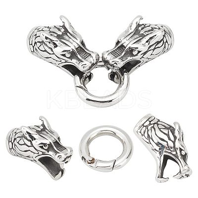 2 Sets Tibetan Style 304 Stainless Steel Spring Gate Rings STAS-UN0040-66-1