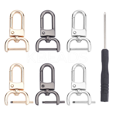 6 Sets 3 Colors Alloy Swivel Lobster Claw Clasps FIND-PH0003-90-1