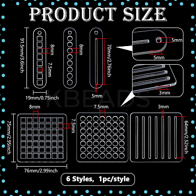 6Pcs 6 Styles Acrylic Drawing Template AJEW-BC0009-04-1