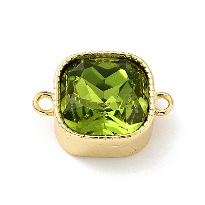 Rack Plating Brass Green Cubic Zirconia Connector Charms ZIRC-C037-04G-1