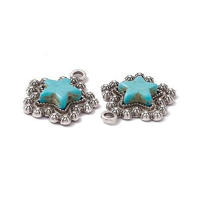 Synthetic Turquoise Pendants PALLOY-D013-16AS-1