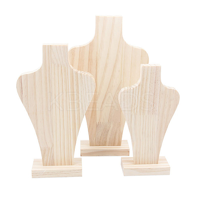 Bust Wooden Necklace Display Stands NDIS-WH0009-17-1