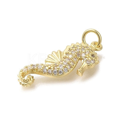 Brass Micro Pave Cubic Zirconia Pendants KK-R002-18G-1