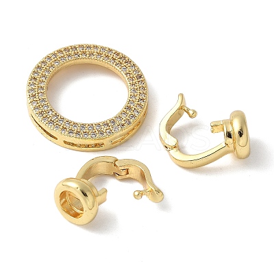 Brass Pave Clear Cubic Zirconia Fold Over Clasps KK-M320-24G-1