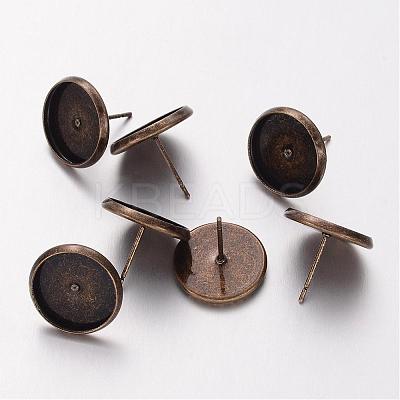 Antique Bronze Plated Brass Ear Stud Bezel Settings X-KK-H720-AB-NR-1