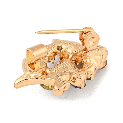 Alloy Rhinestone Clover Brooch JEWB-U006-17KCG-02-1