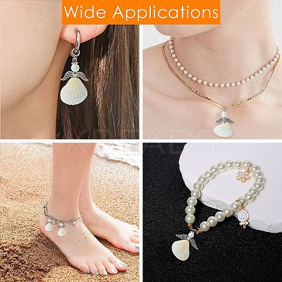 50Pcs 10 Styles Shell & Alloy Pendants PALLOY-CJ00044-1