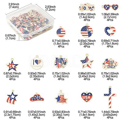 60Pcs 15 Styles Independence Day Alloy Enamel Pandants FIND-FS0004-41-1