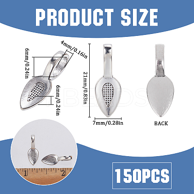 150Pcs Tibetan Style Alloy Glun-on Flat Pad Bails for Pendants Making TIBEP-SC0002-77-1