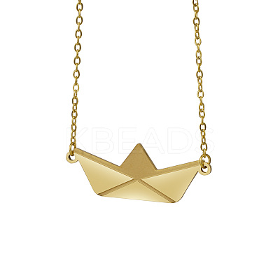 Personalized Stainless Steel Paper Boat-shaped Pendant Necklaces for Women Daily Wear Gift DZ0863-1-1