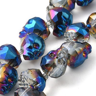 Transparent Electroplated Glass Beads Strands GLAA-G104-02D-1