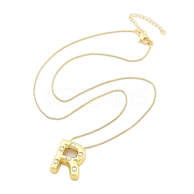 Brass & Plastic Pearl Letter Pendant Box Chain Necklaces for Women NJEW-U017-01G-18-1