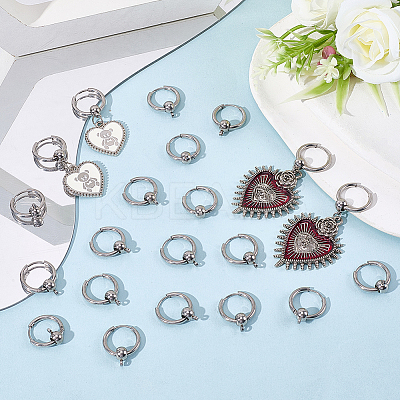 24Pcs 304 Stainless Steel Hoop Earring Findings FIND-SC0017-16B-1