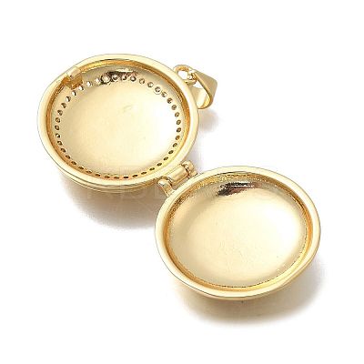 Brass Micro Pave Clear Cubic Zirconia Locket Pendants KK-D431-031D-G-1