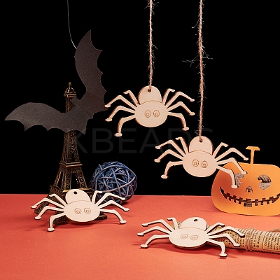 Spider Shape Halloween Blank Wooden Cutouts Ornaments WOOD-L010-02-1