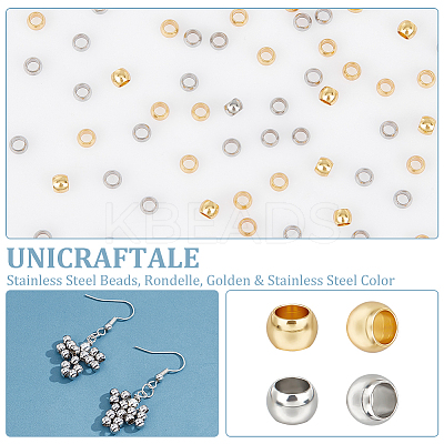 60Pcs 2 Colors Ion Plating(IP) 201 Stainless Steel Beads STAS-UN0055-57-1
