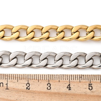 Two Tone 304 Stainless Steel Cuban Link Chain Necklaces NJEW-D303-02GP-1