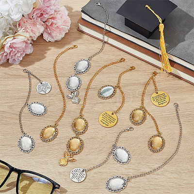 Oval Alloy Graduation Cap Pendant Decoration HJEW-AR00003-1