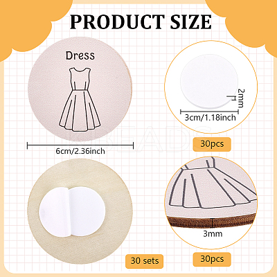 Flat Round Wood Box Labels DIY-BC0015-89B-1
