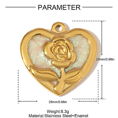 304 Stainless Steel Enamel Pendants STAS-OY006-57G-1