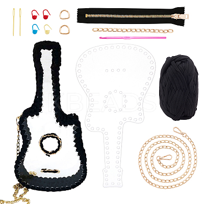 DIY Guitar Shape Purse Knitting Kit DIY-WH0029-39-1