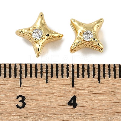 Brass Micro Pave Cubic Zirconia Beads KK-P283-21G-1