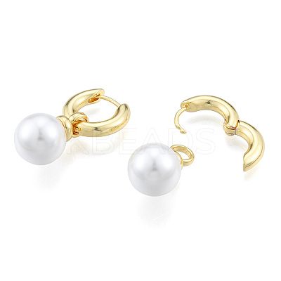 ABS Plastic Pearl Dangle Hoop Earrings X-EJEW-N011-106LG-1