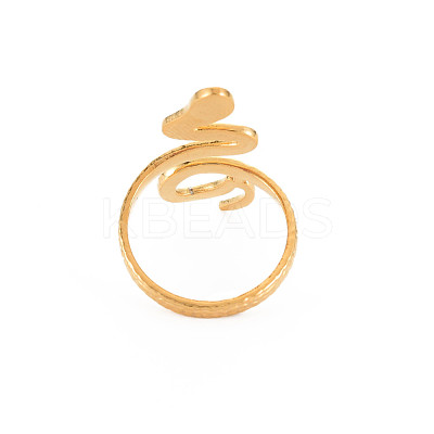 Ion Plating(IP) 304 Stainless Steel Snake Wide Open Cuff Ring for Women X-RJEW-S405-160G-1