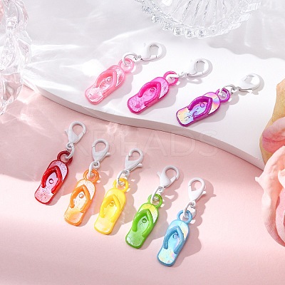 Flip Flops Acrylic Pendant Decorations HJEW-JM03463-1