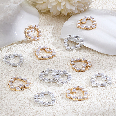 12Pcs 2 Colors Alloy Crystal Rhinestone Pendants ALRI-LP0001-05-1