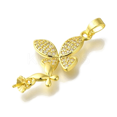 Rack Plating Brass Micro Pave Clear Cubic Zirconia Pendant KK-H485-34G-1