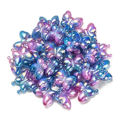 UV Plating Rainbow Iridescent Acrylic Beads OACR-G012-09D-1