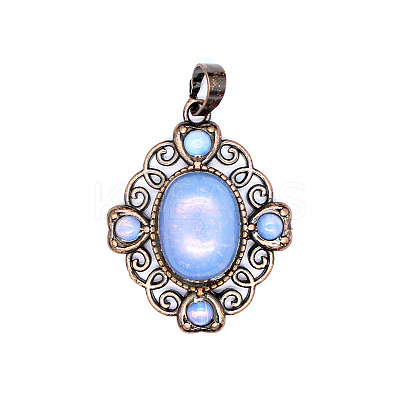Retro Hollow Synthetic Opalite Pendants PW-WG7B8C5-08-1