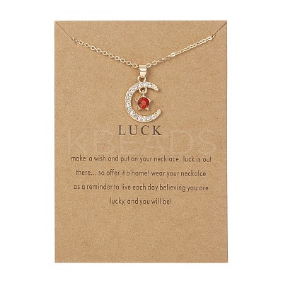 Moon & Star Alloy Rhinestone Birth Stone Pendant Necklaces WG0039E-01-1