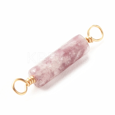 Natural Lepidolite Connector Charms PALLOY-JF01454-09-1