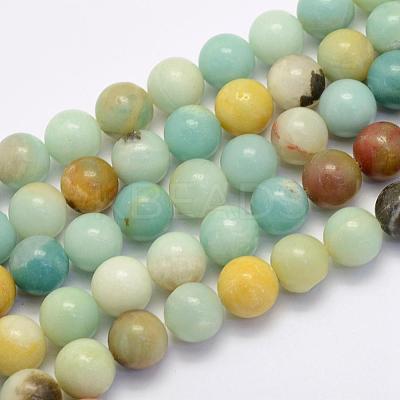 Natural Flower Amazonite Beads Strands G-G697-F06-8mm-1
