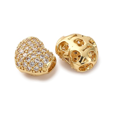 Brass Micro Pave Cubic Zirconia Beads KK-F895-05G-1