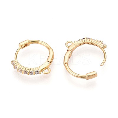 Brass Micro Pave Cubic Zirconia Hoop Earring Finding KK-N261-26G-1